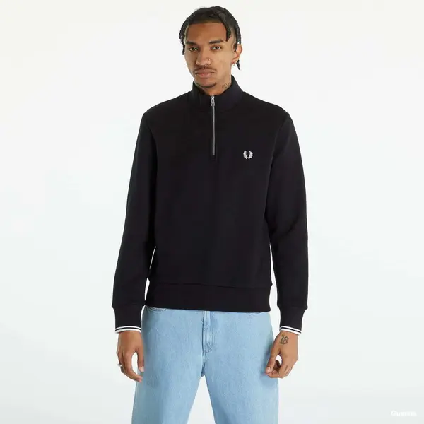 FRED PERRY Mikina FRED PERRY Half Zip Sweatshirt Black S