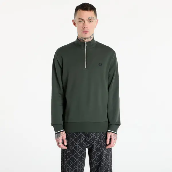 FRED PERRY Mikina FRED PERRY Half Zip Sweatshirt Court Green/ Snow White/ Navy M