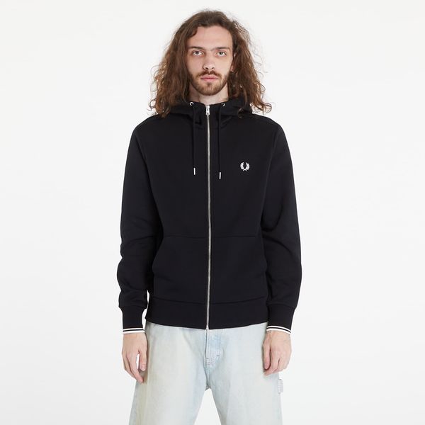 FRED PERRY Mikina FRED PERRY Hooded Zip Through Sweatshirt Black L