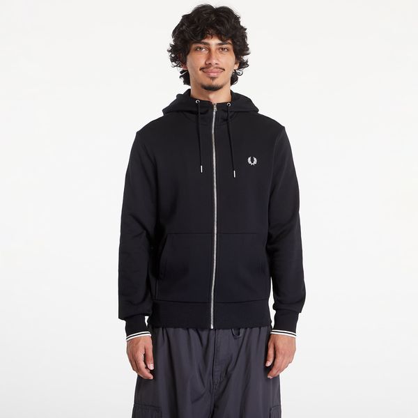 FRED PERRY Mikina FRED PERRY Hooded Zip Through Sweatshirt Black M