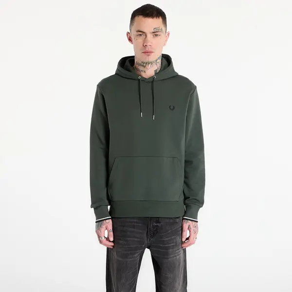 FRED PERRY Mikina FRED PERRY Tipped Hooded Sweatshirt Court Green/ Snow White/ Navy M