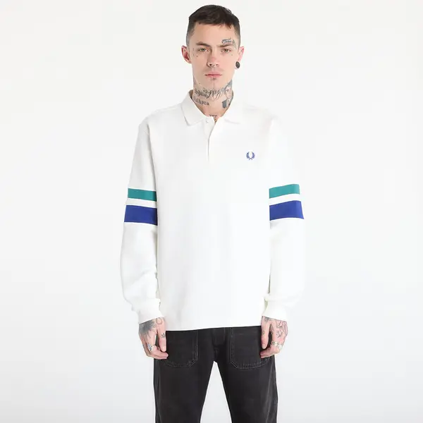 FRED PERRY Mikina FRED PERRY Tipped Sleeve Collared Sweat Snow White M