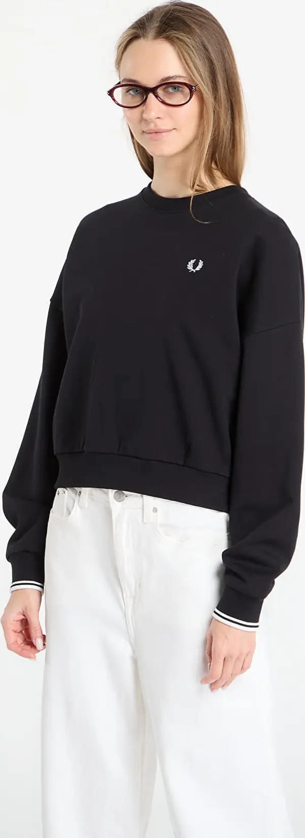 FRED PERRY Mikina FRED PERRY Tipped Sweatshirt Black 40