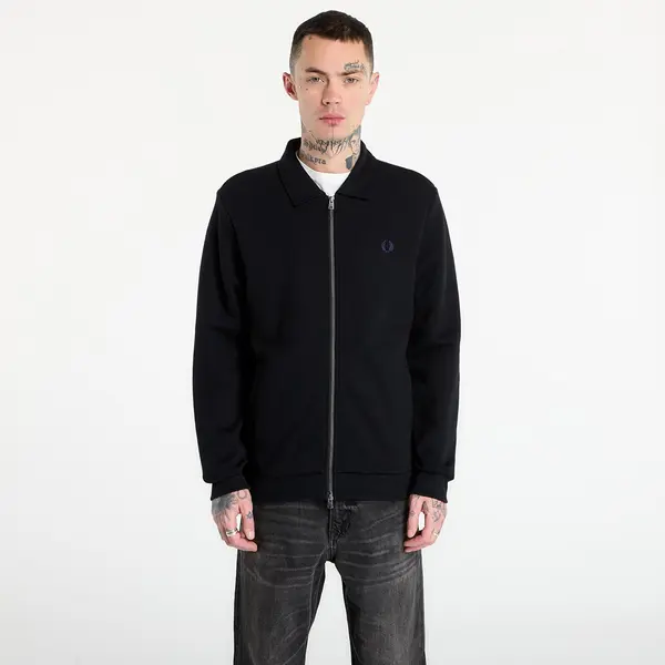 FRED PERRY Mikina FRED PERRY Zip Through Collared Sweatshirt Black M