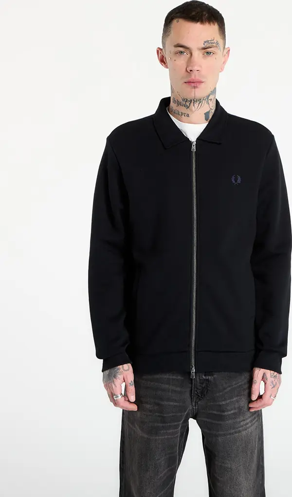 FRED PERRY Mikina FRED PERRY Zip Through Collared Sweatshirt Black XL