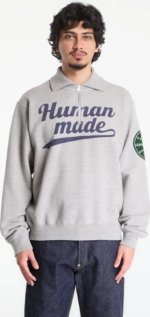 HUMAN MADE Mikina HUMAN MADE Half-Zip Sweatshirt Gray XL