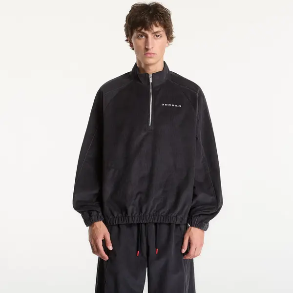 Jordan Mikina Jordan Flight Men's Corduroy 1/2-Zip Top Black/ Black/ Dk Smoke Grey/ White XL
