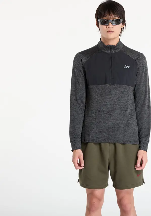 New Balance Mikina New Balance Athletics Heat Grid 1/2 Zip Black S