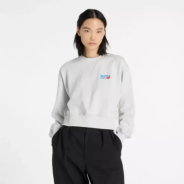 New Balance Mikina New Balance Athletics Premium Logo Relaxed Crop Crew Ash Heather XXL