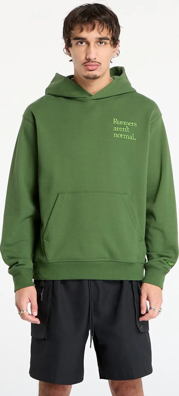 New Balance Mikina New Balance Athletics Runners Arent Normal Hoodie Dark Alpine Green XL