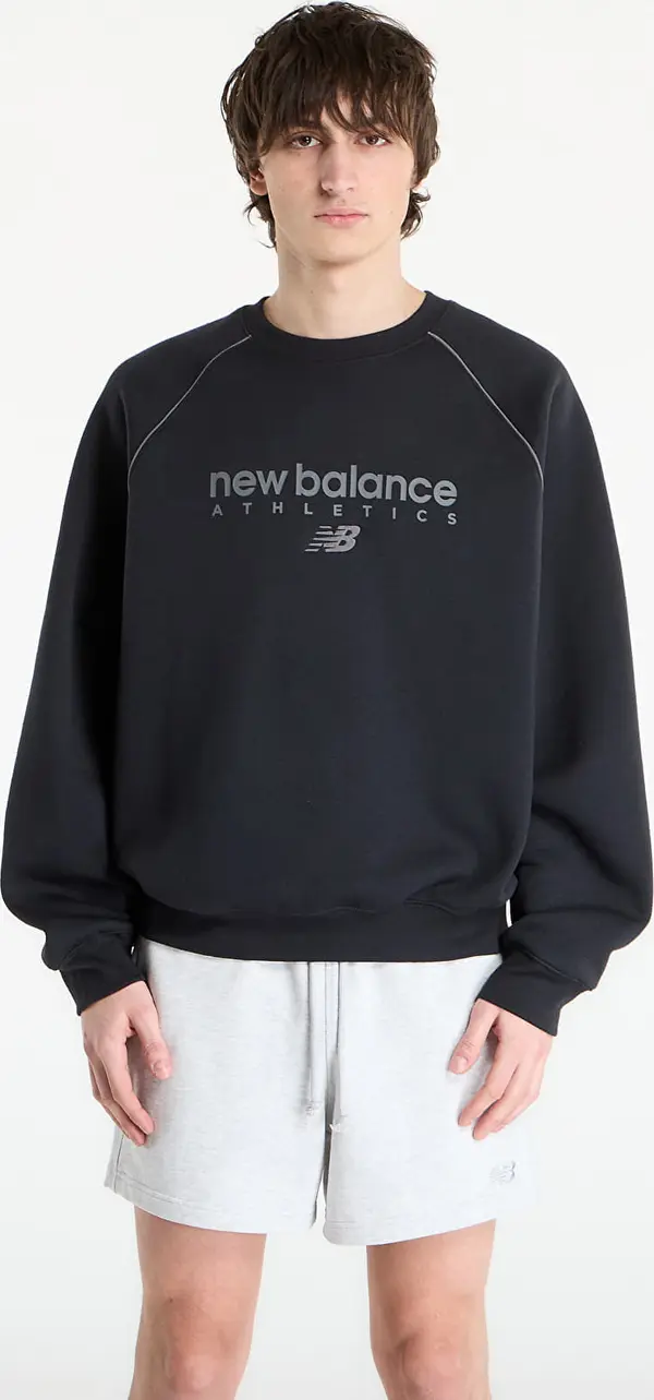 New Balance Mikina New Balance Linear Graphic Fleece Crew Black L