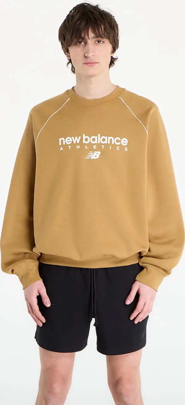 New Balance Mikina New Balance Linear Graphic Fleece Crew Stucco L