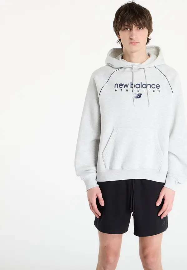 New Balance Mikina New Balance Linear Graphic Fleece Hoodie Ash Heather XXL