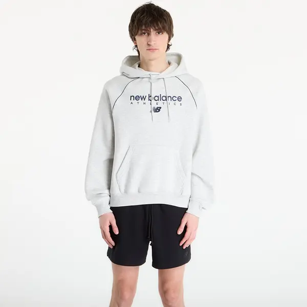 New Balance Mikina New Balance Linear Graphic Fleece Hoodie Ash Heather XXL