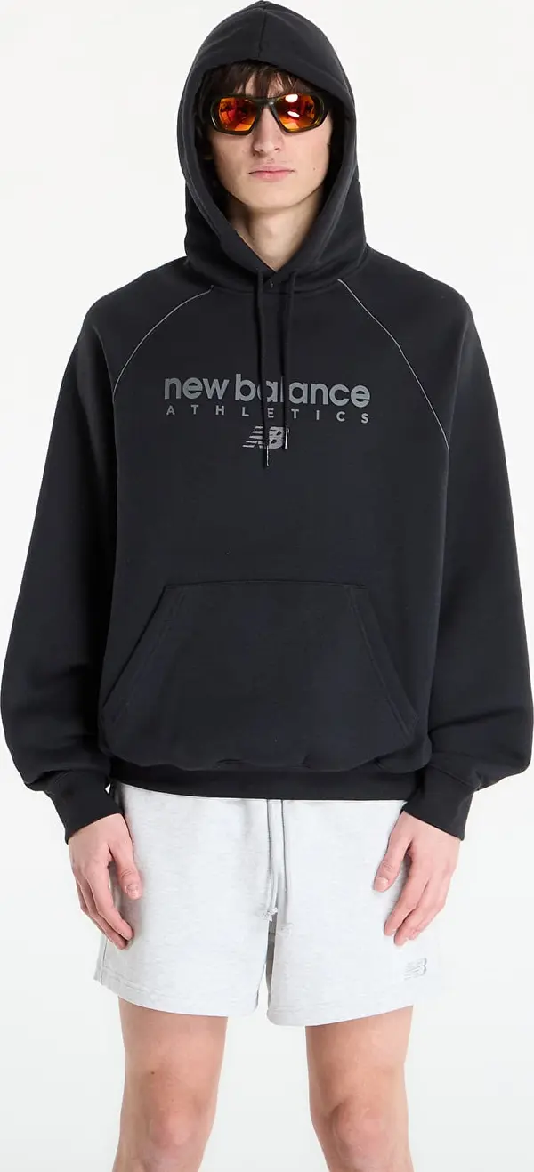 New Balance Mikina New Balance Linear Graphic Fleece Hoodie Black M