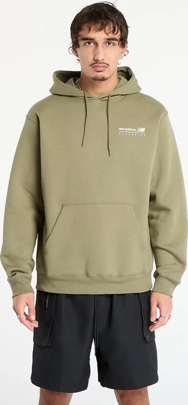 New Balance Mikina New Balance Linear Graphic Fleece Hoodie Dark Olive M