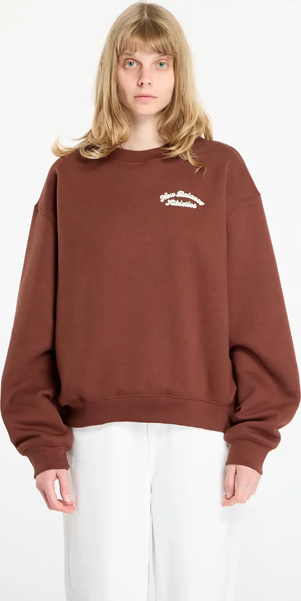 New Balance Mikina New Balance Linear Heritage Fleece Crew Rich Oak L