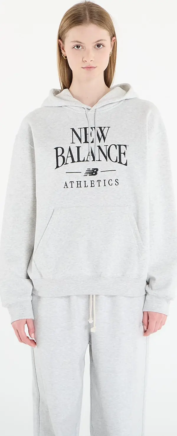 New Balance Mikina New Balance Linear Heritage Fleece Hoodie Ash Heather S