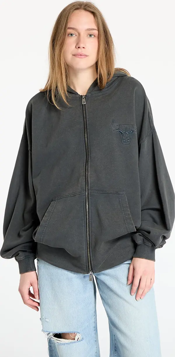 New Era Mikina New Era Chicago Bulls Washed Full Zip UNISEX White Heather Gray L