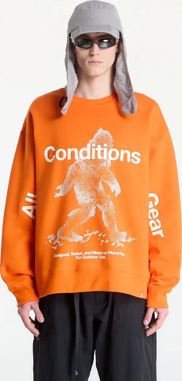 Nike Mikina Nike ACG "Tuff Fleece" Men's Therma-FIT Pullover Crew-Neck Sweatshirt Safety Orange L