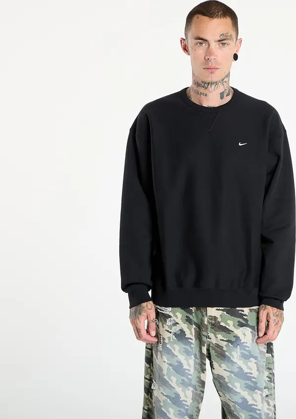 Nike Mikina Nike Solo Swoosh Men's Fleece Crew Black/ White XL