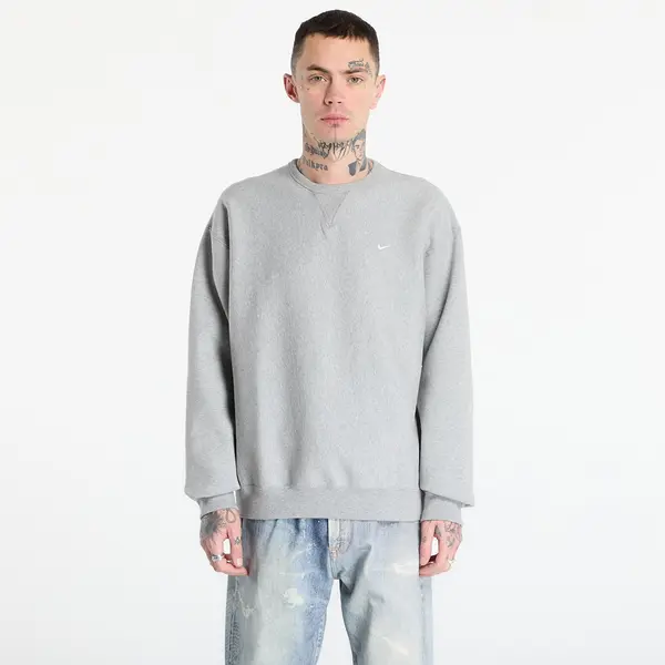 Nike Mikina Nike Solo Swoosh Men's Fleece Crew Dk Grey Heather/ White XS
