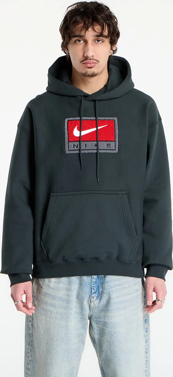 Nike Mikina Nike Solo Swoosh Men's Fleece Pullover Hoodie Black Spruce/ White L