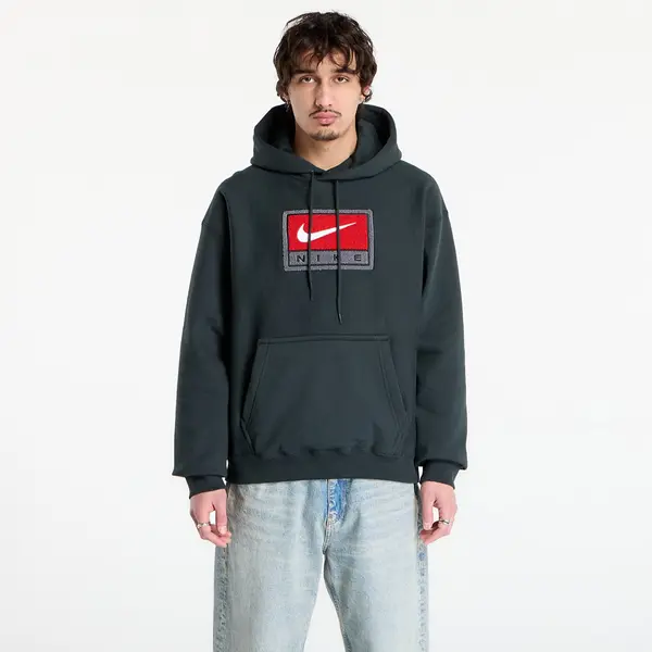 Nike Mikina Nike Solo Swoosh Men's Fleece Pullover Hoodie Black Spruce/ White L