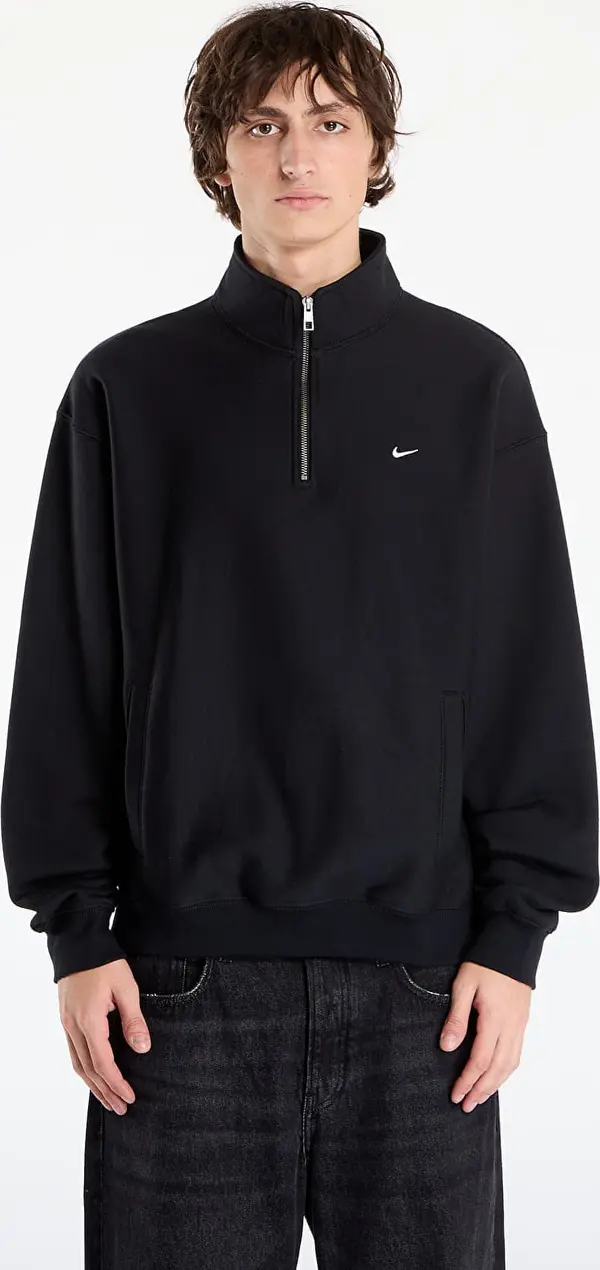 Nike Mikina Nike Solo Swoosh Men's Fleece Quarter-Zip Top Black/ White S