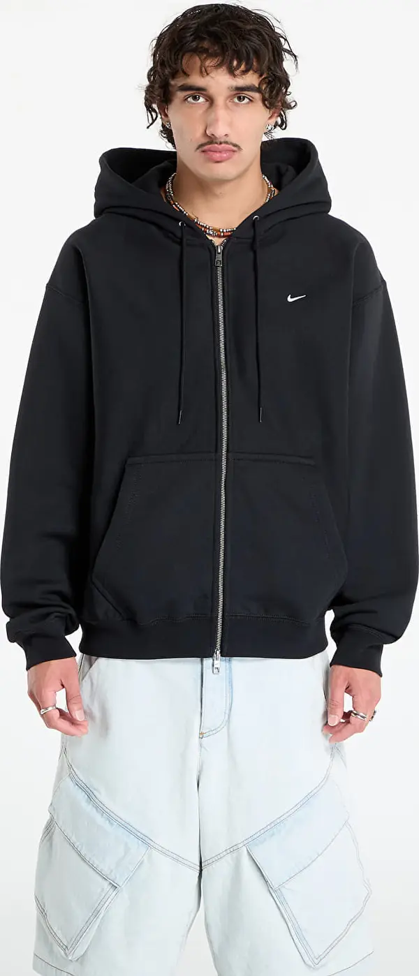 Nike Mikina Nike Solo Swoosh Men's Full-Zip Fleece Hoodie Black/ Black/ White M