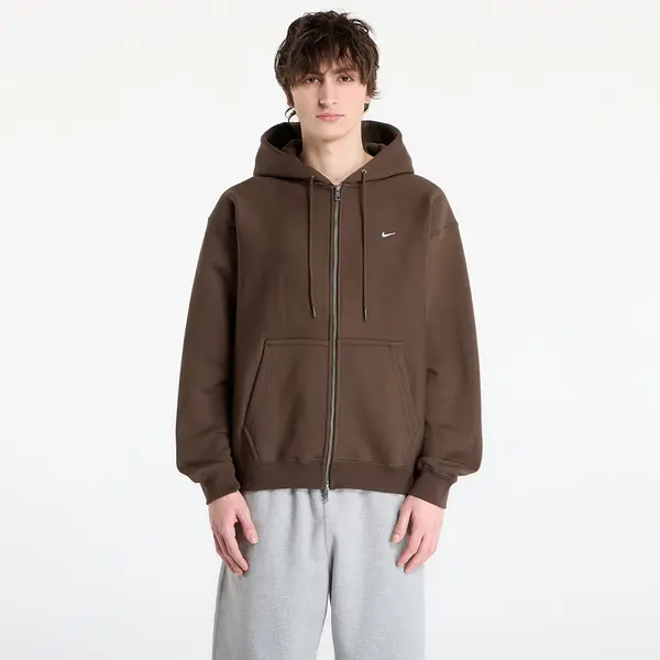 Nike Mikina Nike Solo Swoosh Men's Full-Zip Fleece Hoodie Dark Hazel/ White S