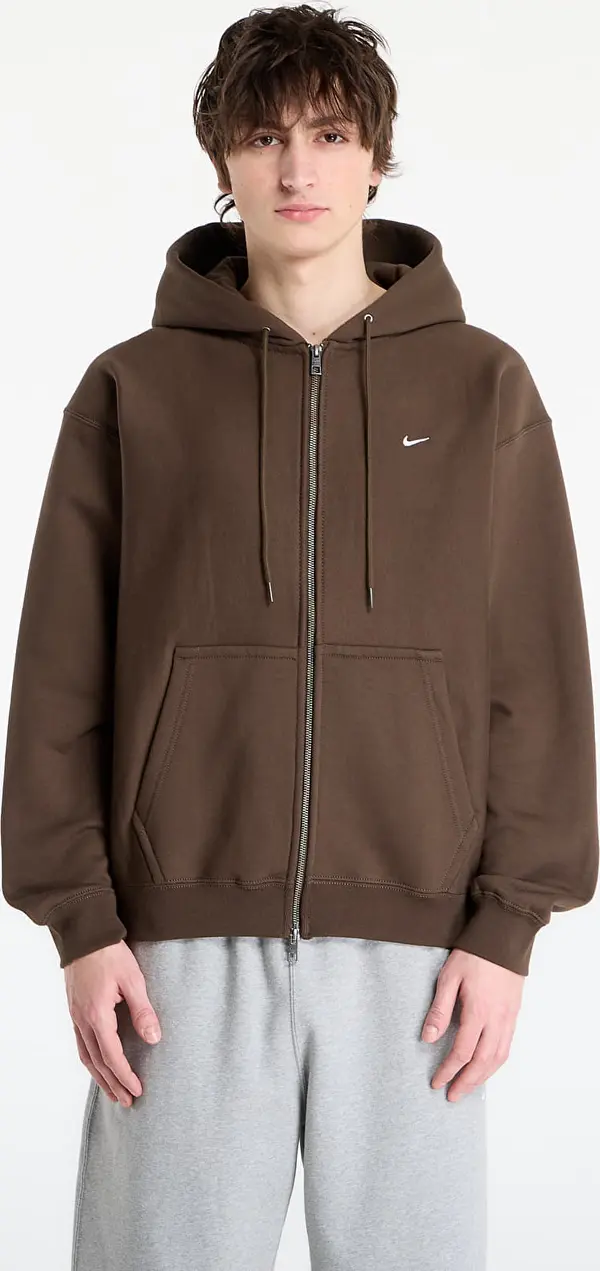 Nike Mikina Nike Solo Swoosh Men's Full-Zip Fleece Hoodie Dark Hazel/ White XS