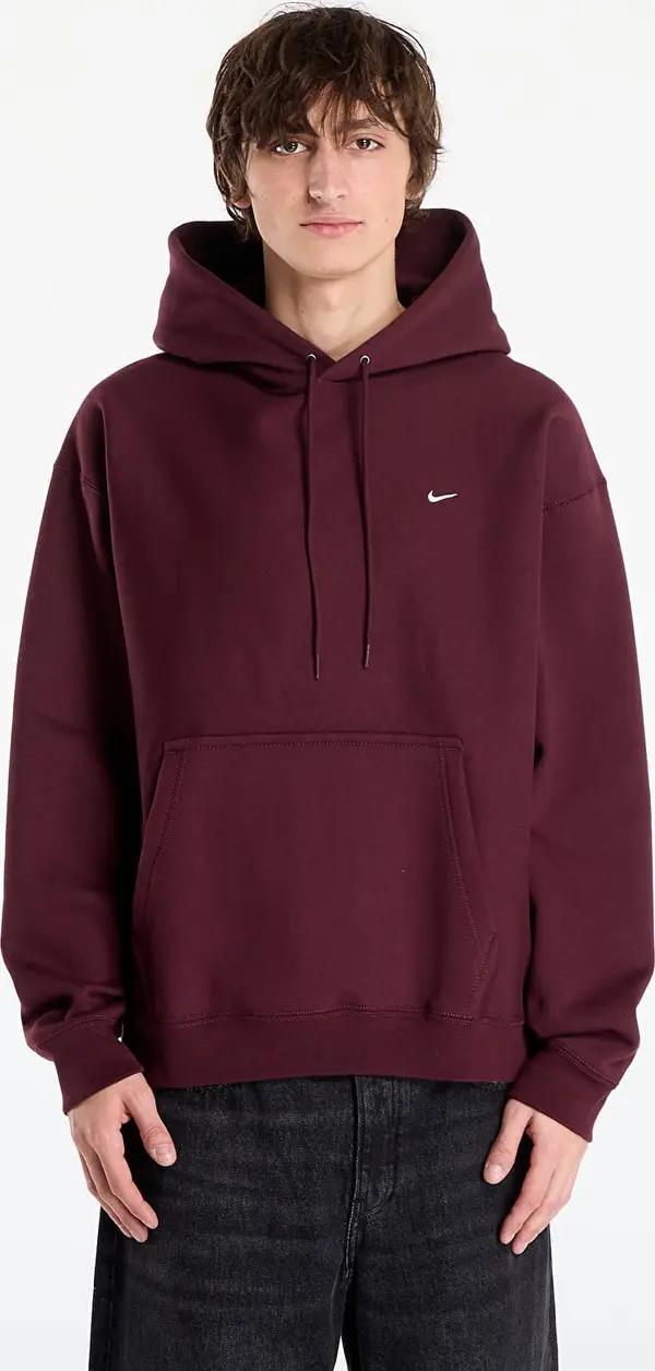 Nike Mikina Nike Solo Swoosh Men's Pullover Hoodie Burgundy Crush/ Burgundy Crush/ White XS