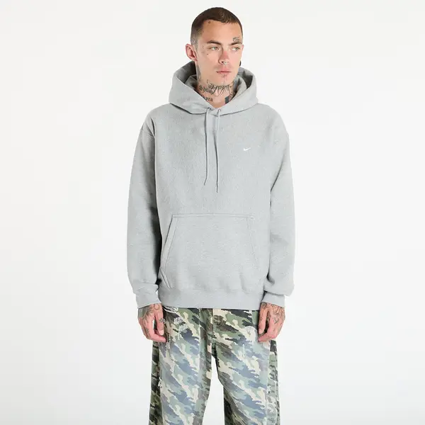 Nike Mikina Nike Solo Swoosh Men's Pullover Hoodie Dk Grey Heather/ Lt Smoke Grey/ White XL