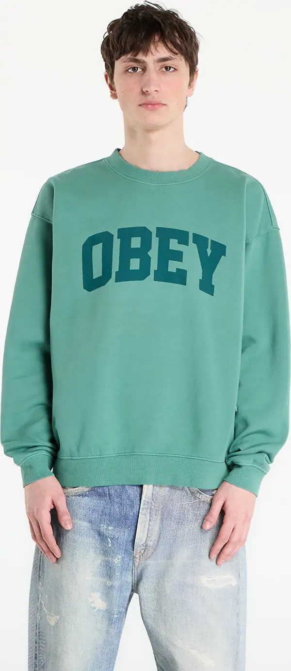 OBEY Clothing Mikina OBEY Collegiate Pigment Crew Pigment Rainforest L