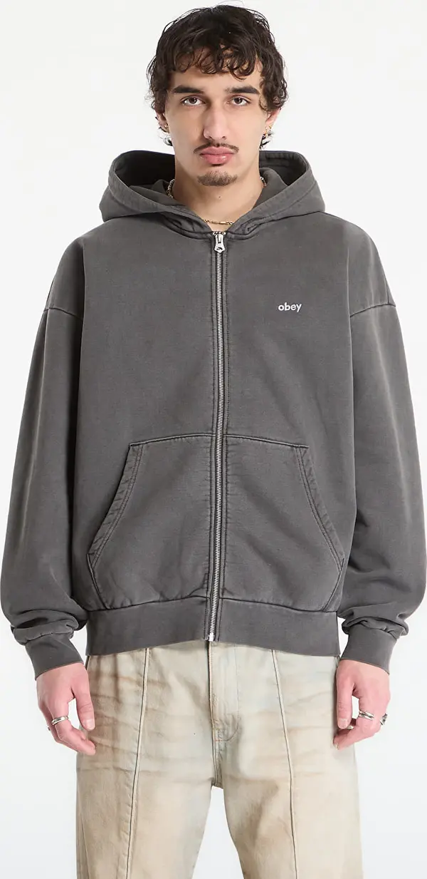 OBEY Clothing Mikina OBEY Lowercase Pigment Zip Hood Pigment Digital Black S