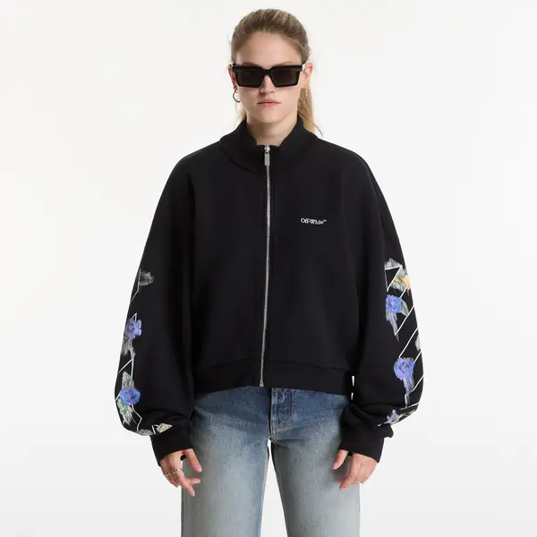 Off-White Mikina Off-White Emb Arrow Out Flower Reg Zipup Black Balsam Green M