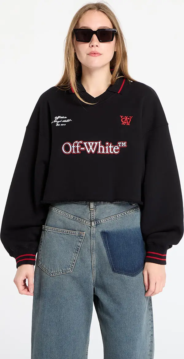 Off-White Mikina Off-White Sporty Crop Polo Sweatshirt Black/ Red Dahlia M