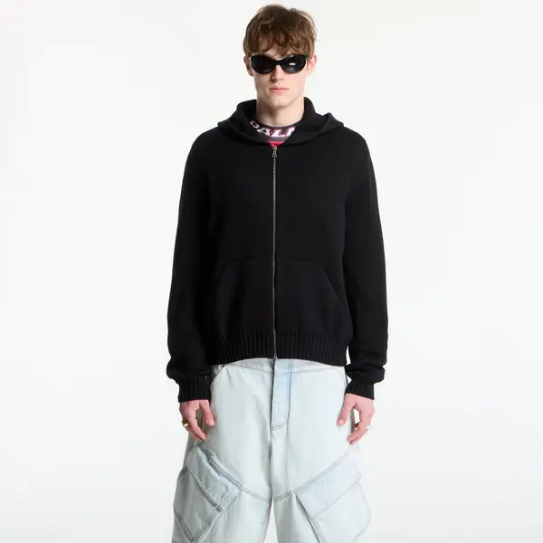 Palm Angels Mikina Palm Angels Curved Logo Knit Hoodie UNISEX Black/ Off White S