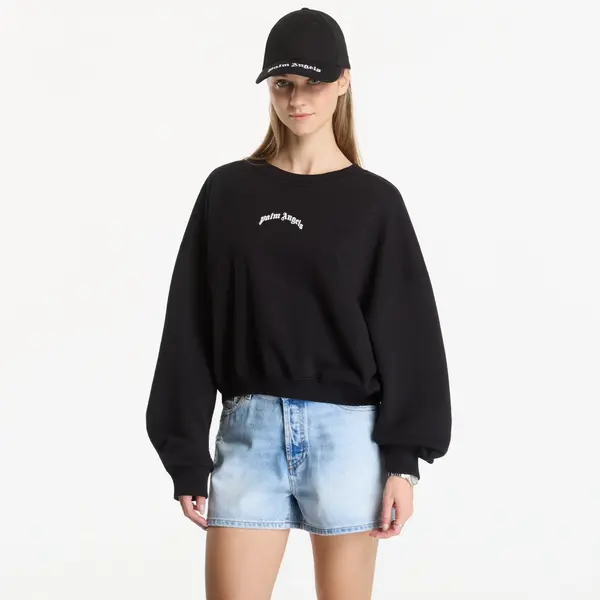 Palm Angels Mikina Palm Angels Curved Logo Loose Crop Crew Black/ Cream S