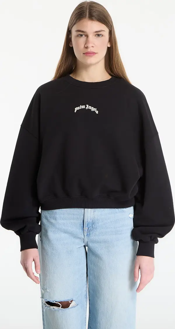 Palm Angels Mikina Palm Angels Curved Logo Loose Crop Crew Black/ Tofu M