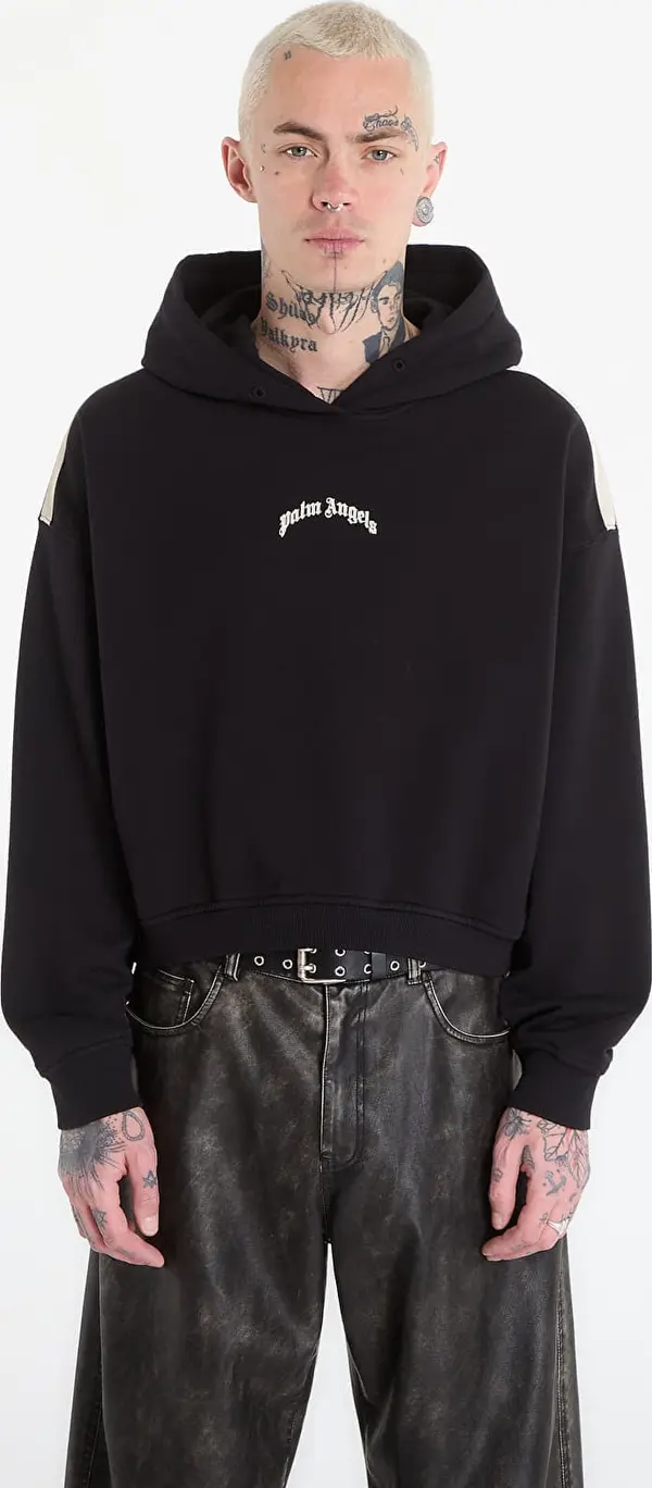 Palm Angels Mikina Palm Angels Curved Logo Loose Crop Hoodie Black/ Tofu L