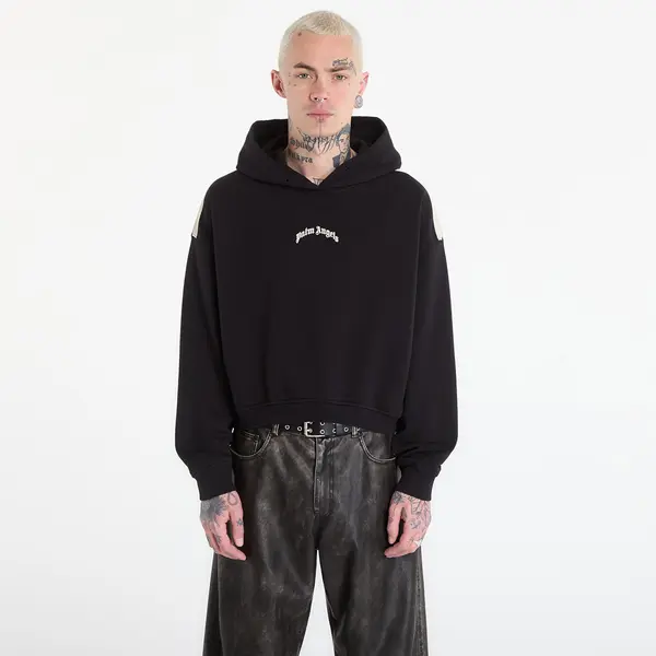 Palm Angels Mikina Palm Angels Curved Logo Loose Crop Hoodie Black/ Tofu XS