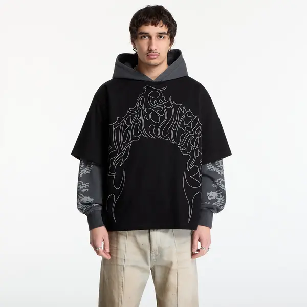 PLEASURES Mikina PLEASURES Dragon Layered Hoodie Faded Black S