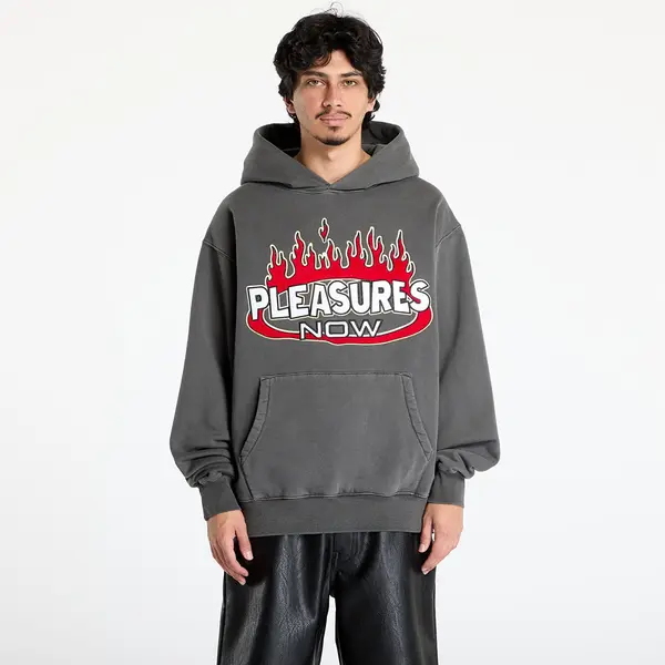 PLEASURES Mikina PLEASURES Flame Hoodie Faded Black S