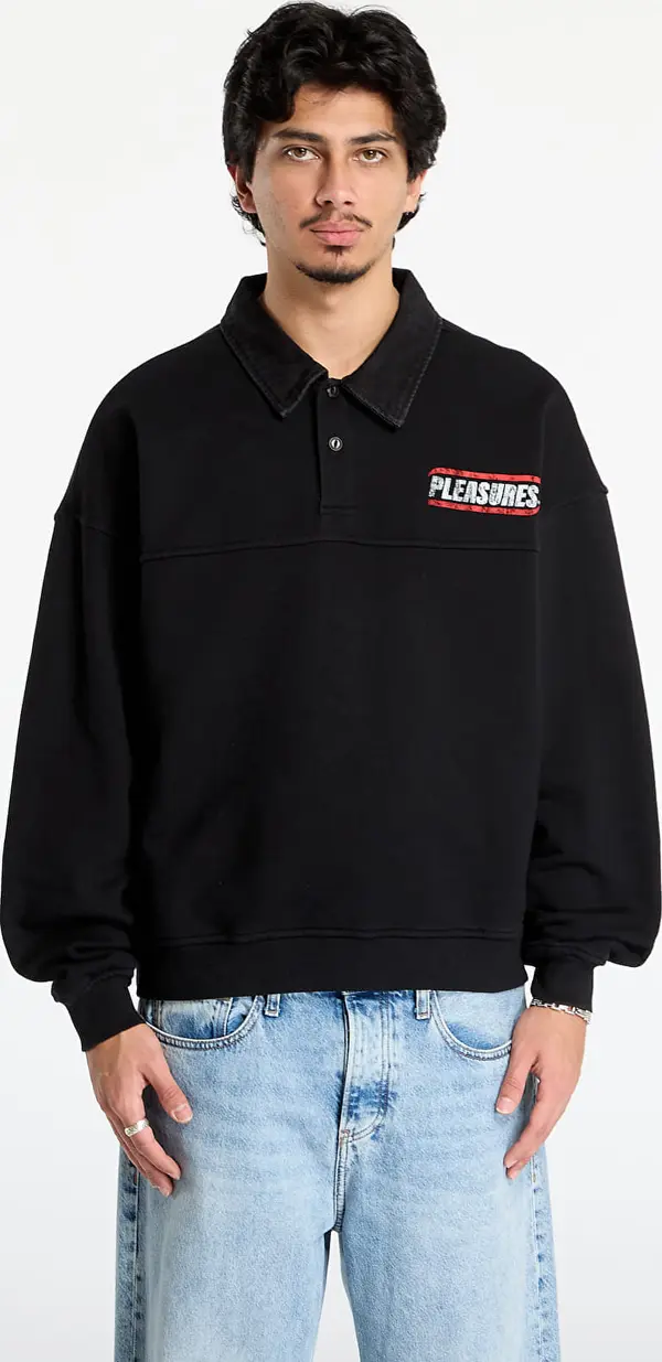 PLEASURES Mikina PLEASURES Gentle Polo Sweatshirt Black S