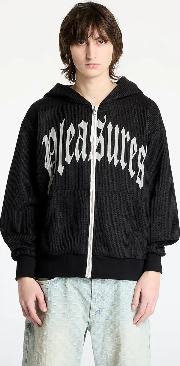 PLEASURES Mikina PLEASURES Twitch Knitted Zip Hoodie Black M