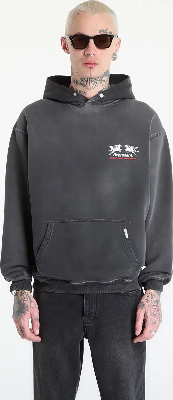 REPRESENT Mikina REPRESENT 24 Hour Service Hoodie UNISEX Stained Black S