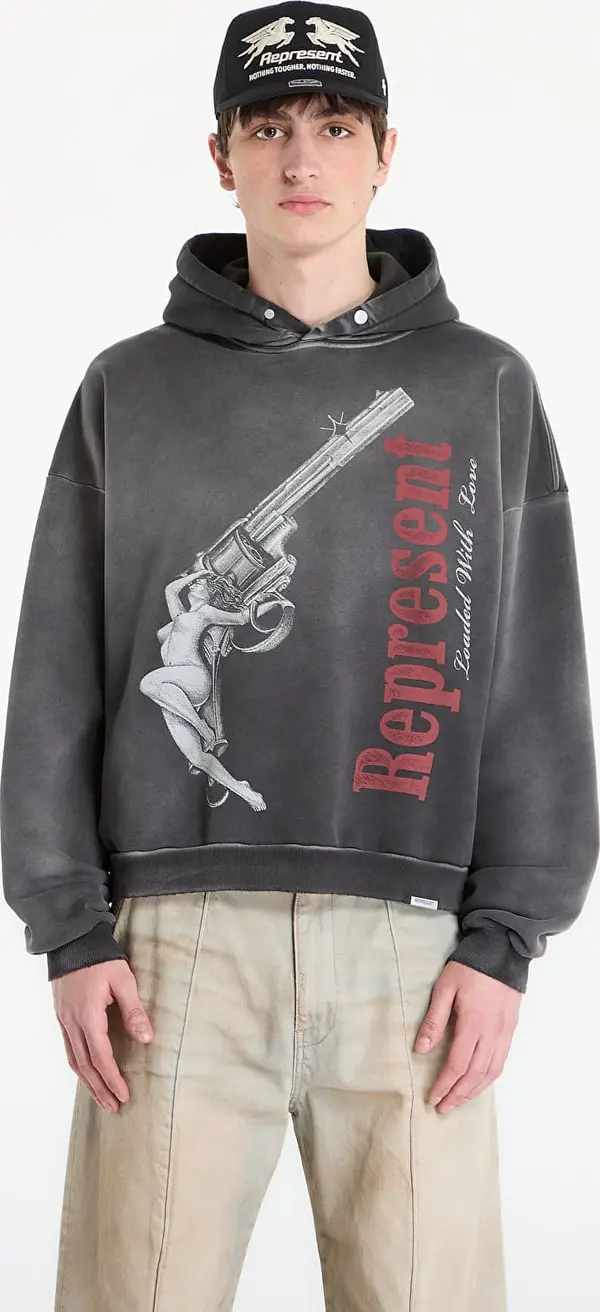 REPRESENT Mikina REPRESENT Loaded With Love Hoodie UNISEX Stained Black XL