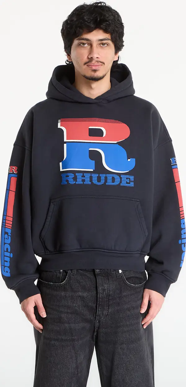 Rhude Mikina Rhude Split Petrol Logo Hoodie Vintage Black/ Red/ Blue S
